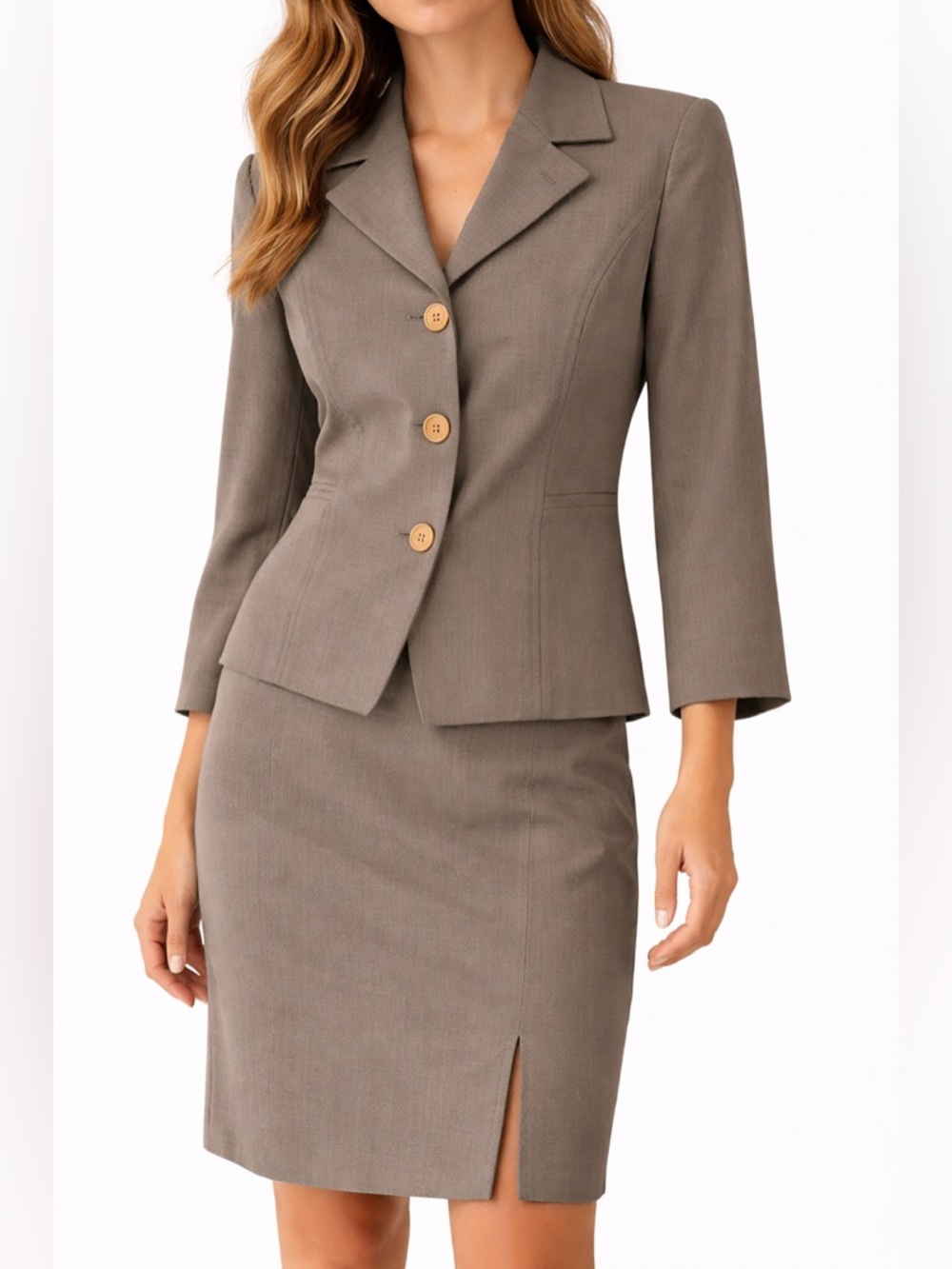 Vintage Maren Taupe Skirt Suit Women’s Size 10 Blazer Pencil Skirt 2 Piece Set
